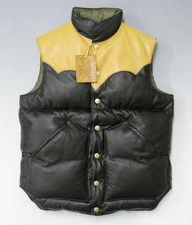 レインボーカントリー レザーダウンベスト