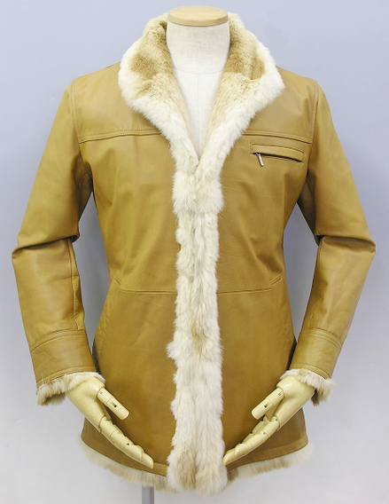 バーバリーブラックレーベル ラビットファーレザーコート