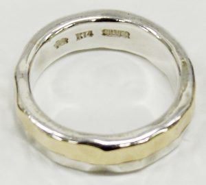 Checkered 14K × Silver 5mm ring 2