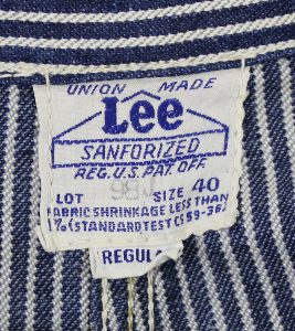 Lee 40s 98-J Hickory coveralls