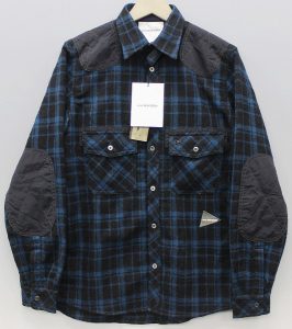 アンドワンダー(and wander)ウールチェックシャツ