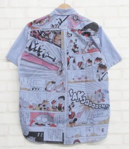 ジュンヤワタナベマン WG-B028-051 Dr.スランプアラレちゃん綿シャンブレーツイルプリント半袖シャツ JUNYA WATANABE MAN