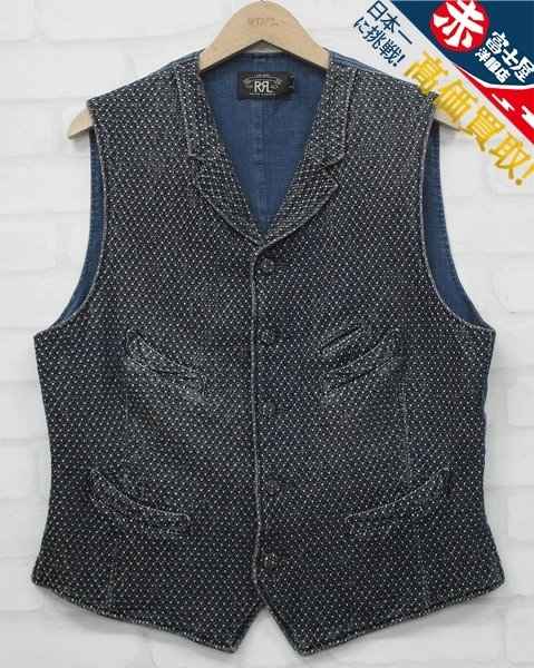 >Indigo Cotton Dobby Vest 刺し子ベスト ジョニー・デップ着